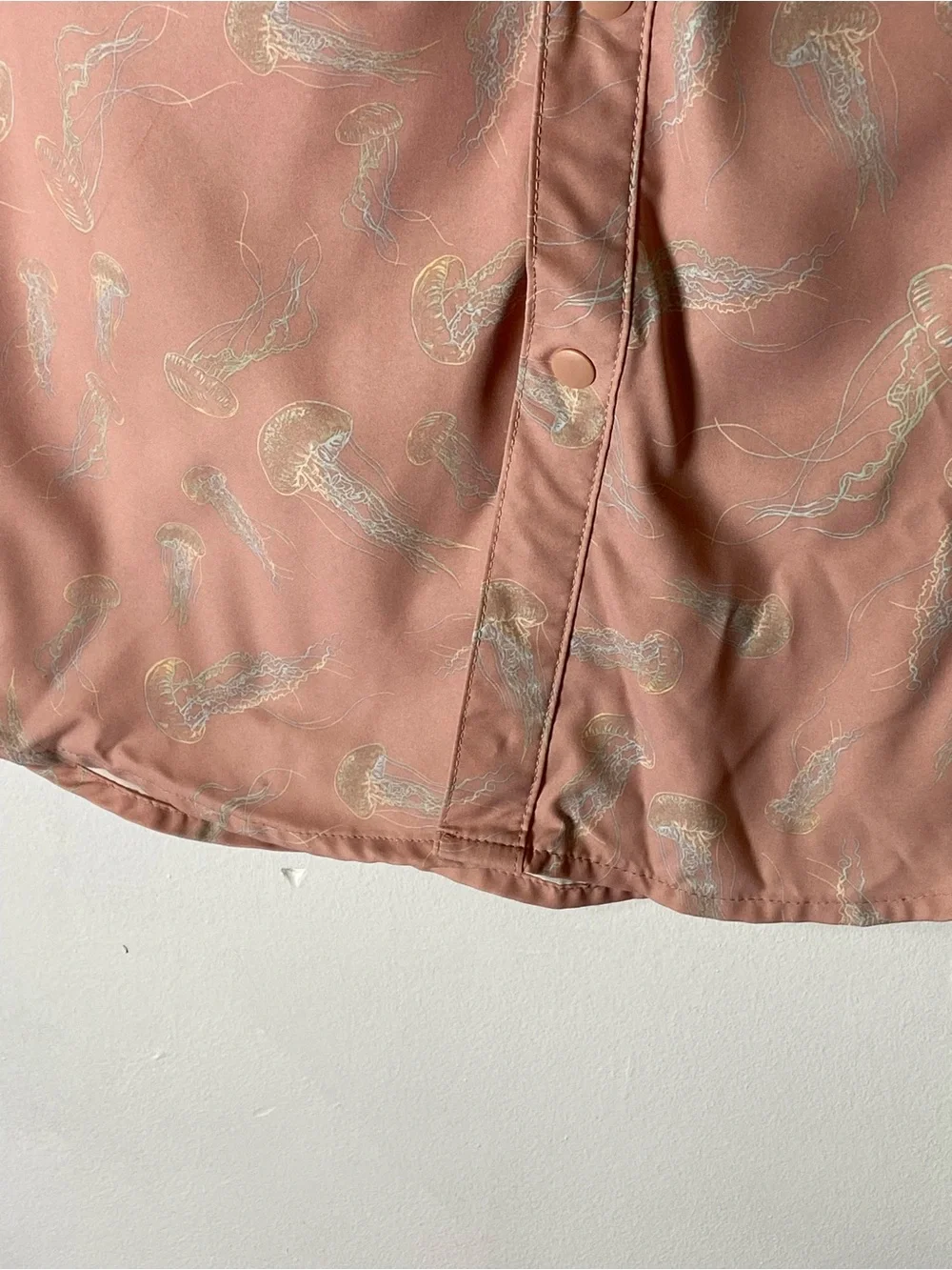 Jellyfish Button Up Shirt Pink Coastal Beachy M Snap Button Resortwear